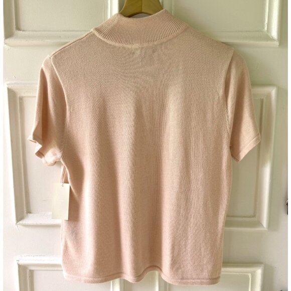 Tahari Arthur S Levine Petite 14P Blush Pink Mock Neck Knit Top NWT - Picture 5 of 10
